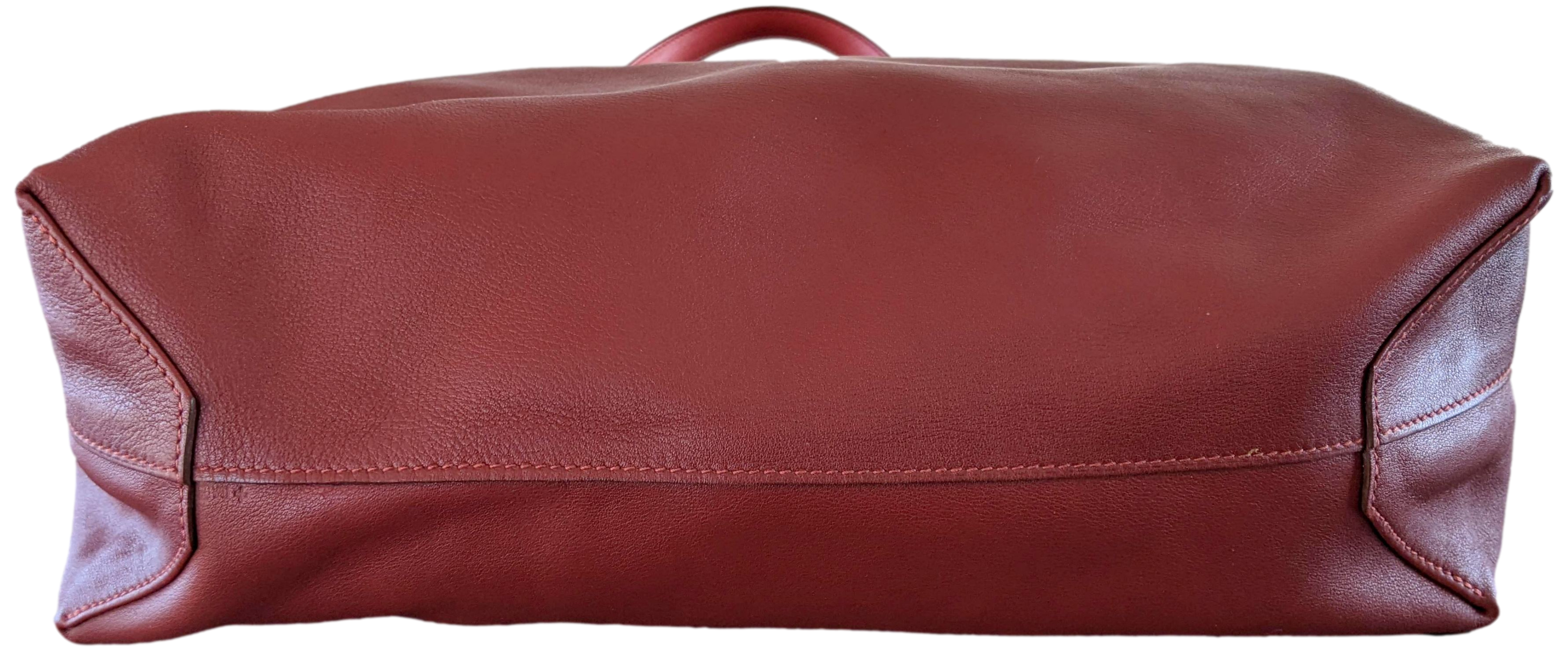 Hermes Sikkim Rouge Veau Bicolore "Sac Cabas Double Sens" Bag 36 cm