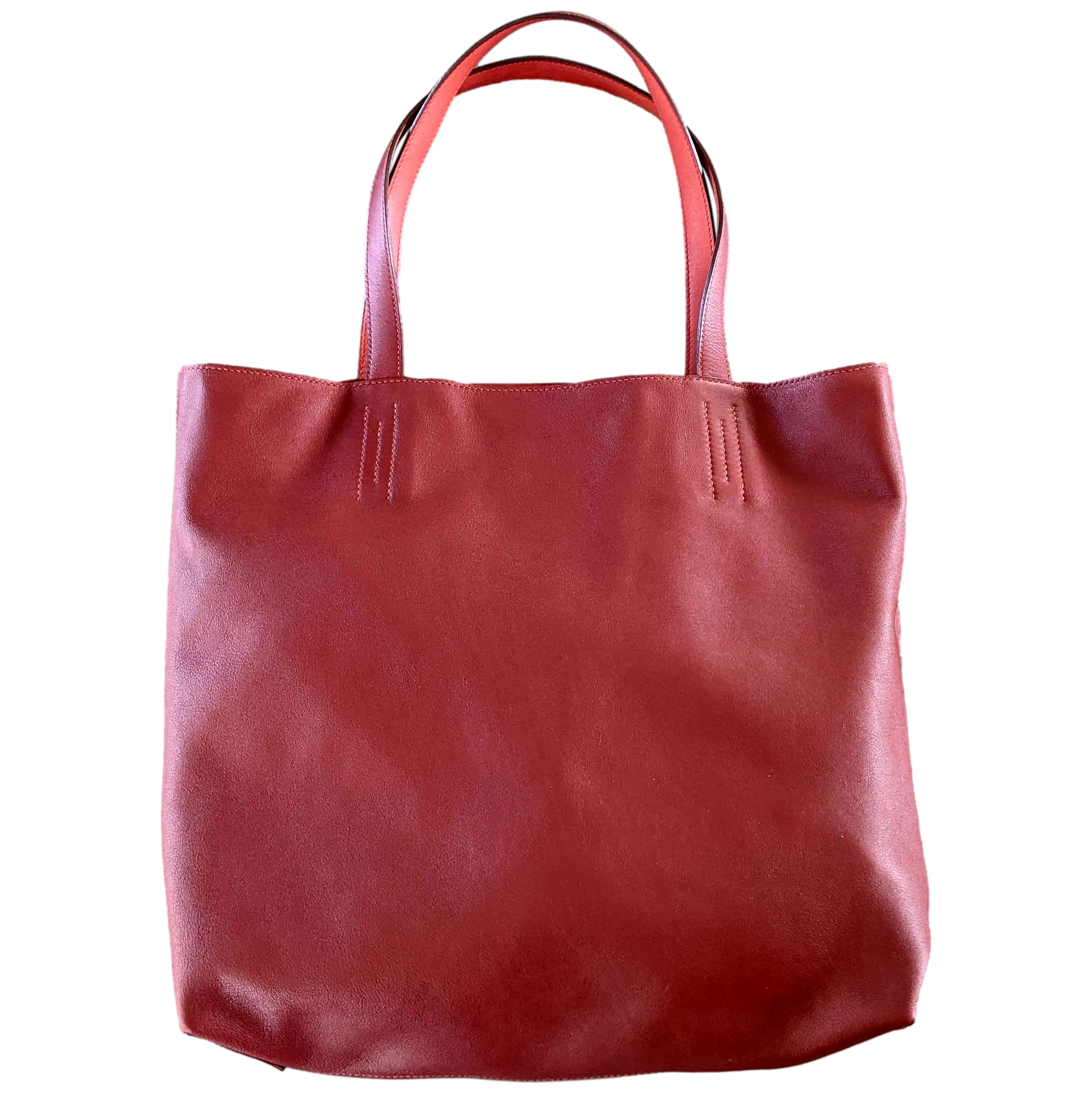 Hermes Sikkim Rouge Veau Bicolore "Sac Cabas Double Sens" Bag 36 cm