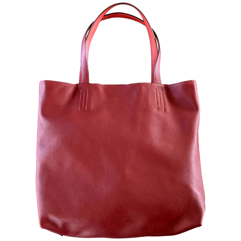 Hermes Sikkim Rouge Veau Bicolore "Sac Cabas Double Sens" Bag 36 cm