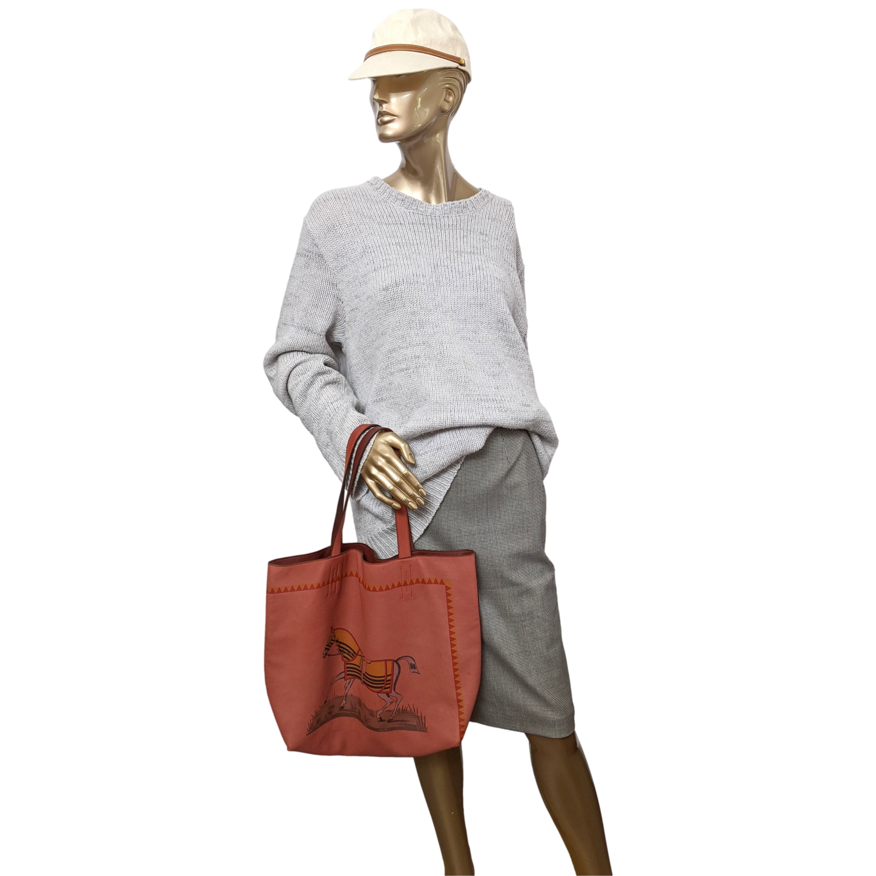 Hermes Sikkim Rouge Veau Bicolore "Sac Cabas Double Sens" Bag 36 cm