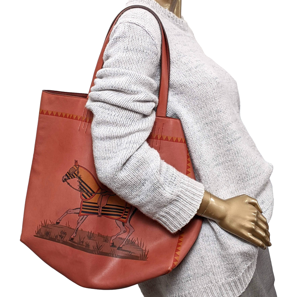 Hermes Sikkim Rouge Veau Bicolore "Sac Cabas Double Sens" Bag 36 cm