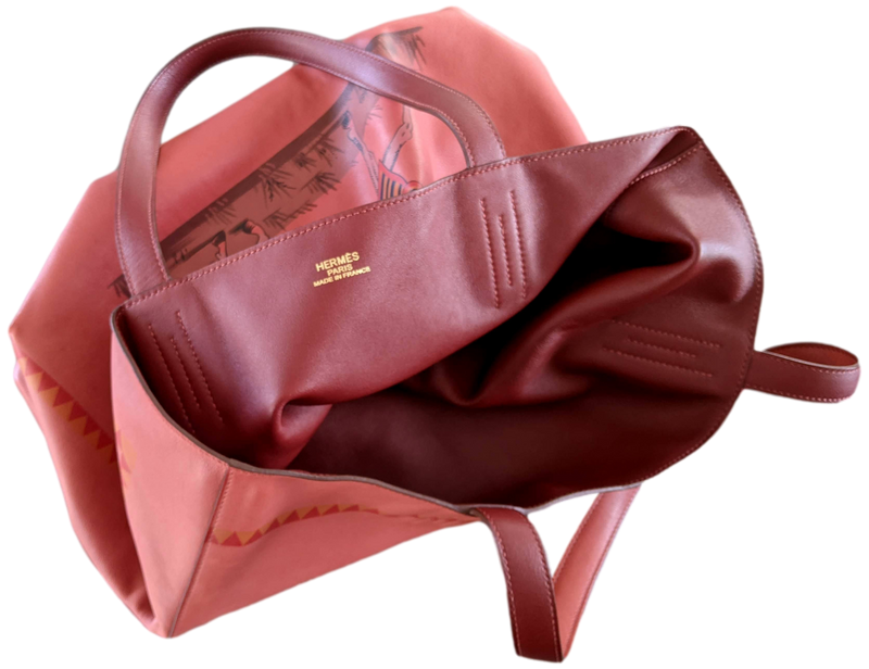 Hermes Sikkim Rouge Veau Bicolore "Sac Cabas Double Sens" Bag 36 cm