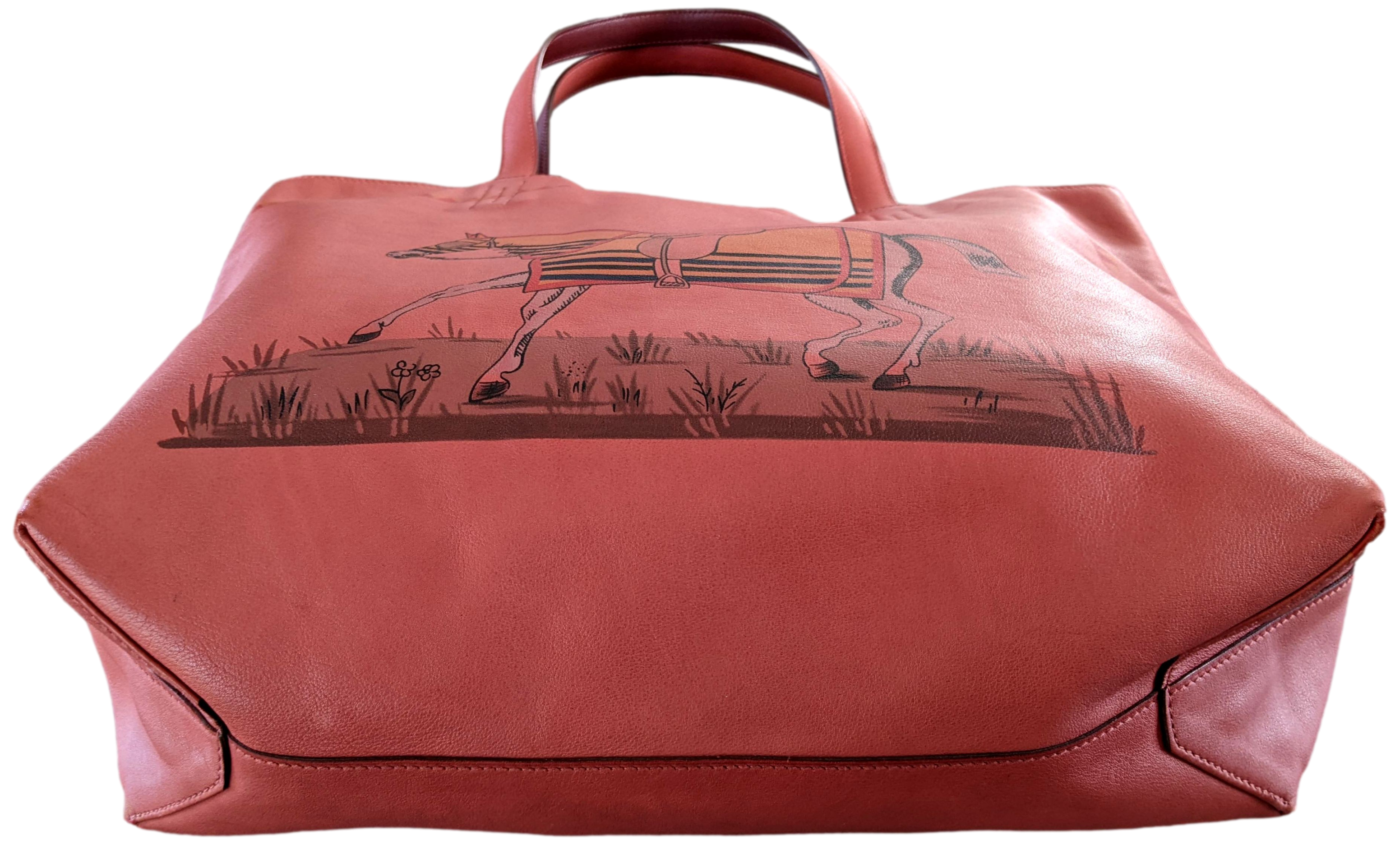 Hermes Sikkim Rouge Veau Bicolore "Sac Cabas Double Sens" Bag 36 cm