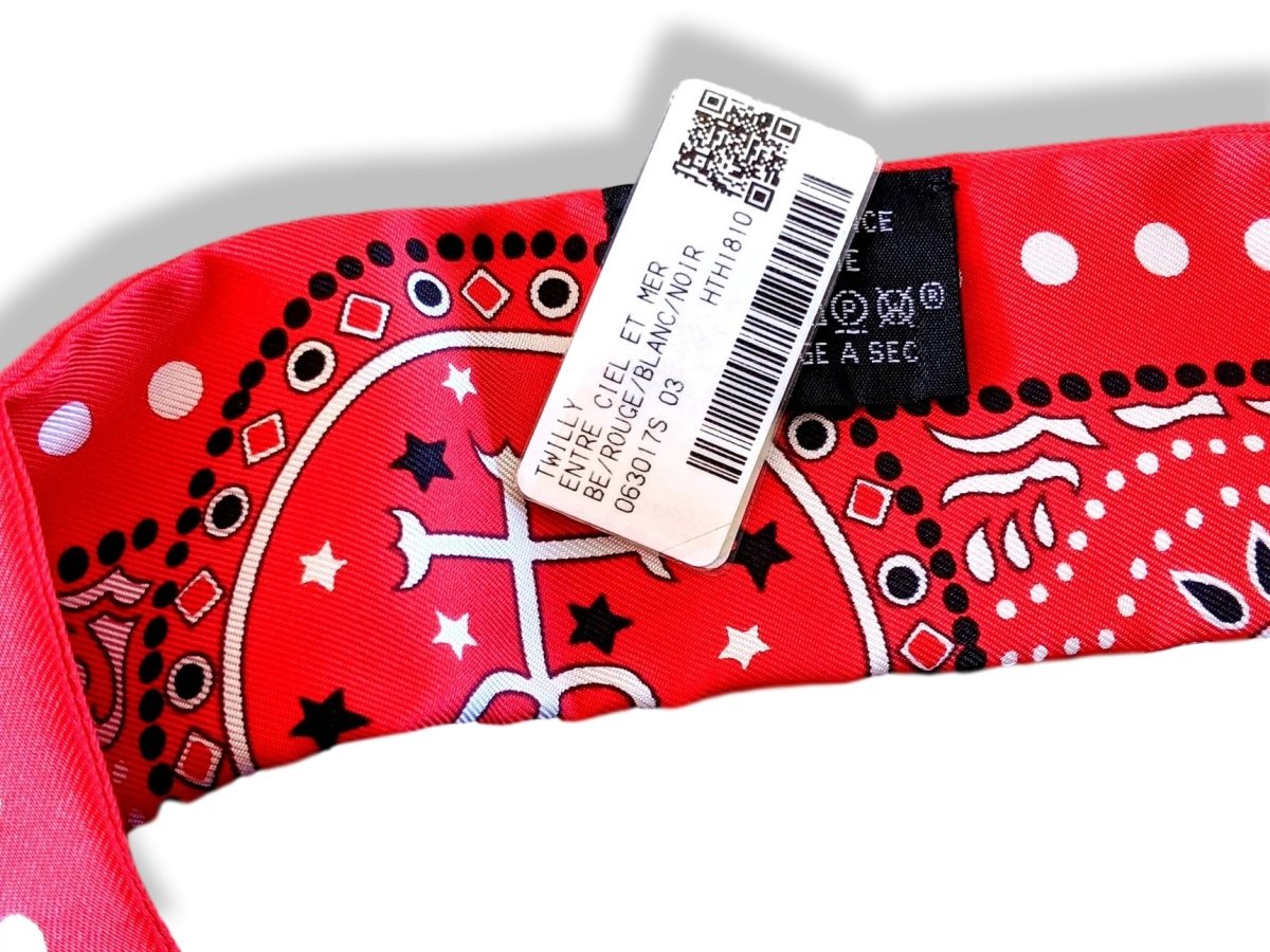 Hermes Red White Black ENTRE CIEL ET MER BANDANA Twilly, NWT! - poupishop