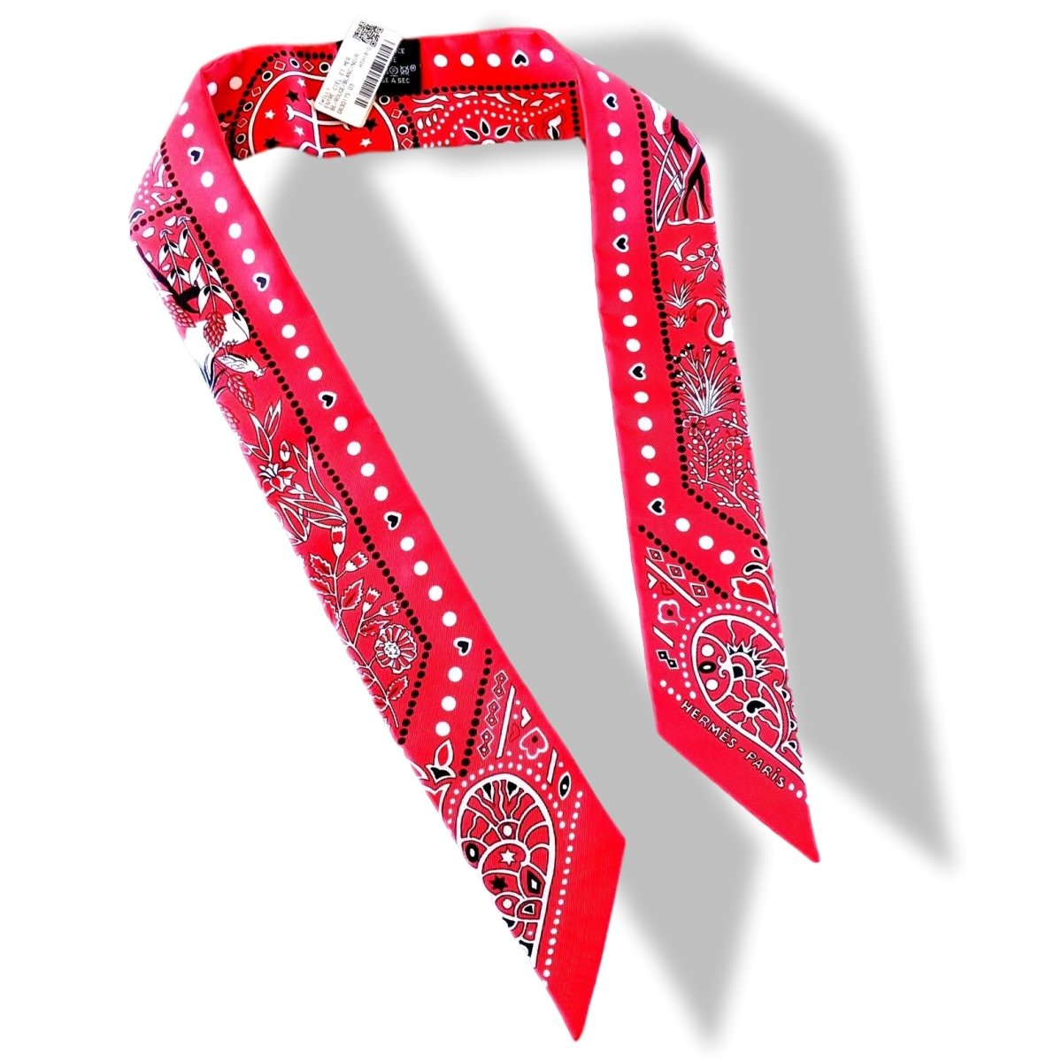 Hermes Red White Black ENTRE CIEL ET MER BANDANA Twilly, NWT! - poupishop