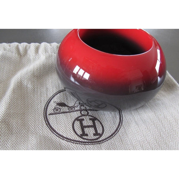 Hermes Red/Brown/Grey Laquered Wood Bangle Bracelet GM, New! - poupishop