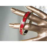 Hermes Red/Gold Medor Printed Enamel/Gold Bangle Bracelet, NIB! - poupishop
