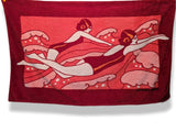 Hermes Red/Rose LES NAGEUSES Art Deco Tapis de Plage Terry Beach Towel 150 x 90cm cm - poupishop