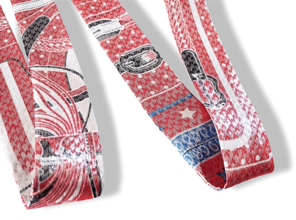 Hermes Red/Vibrant Blue DISCO COACHING by Julia Abadie Metallic Silk Twillon, BNWTIB! - poupishop