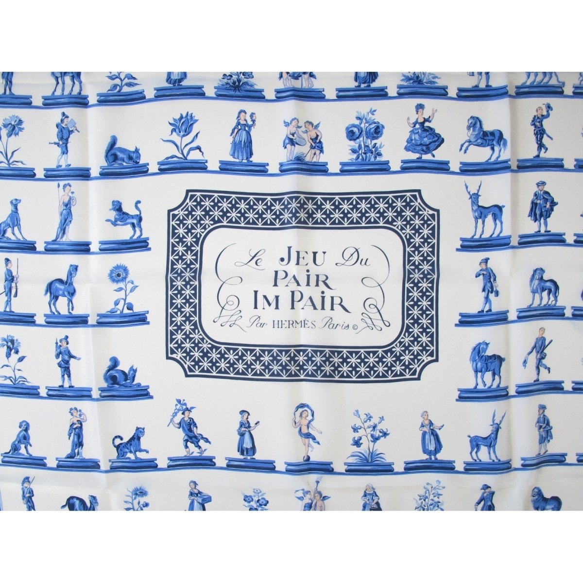 Hermes Reissue Jeu du Pair Impair Silk Georgette (crepe) with Machine-Stiched Hem Carre 80 cm, Rare! - poupishop