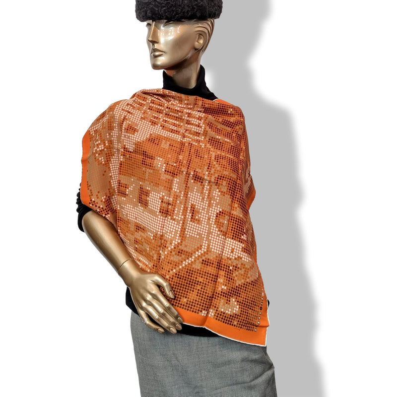 HERMES 2010 Orange RENDEZ-VOUS AU 24 Vintage Silk 70 x 70 cm, New