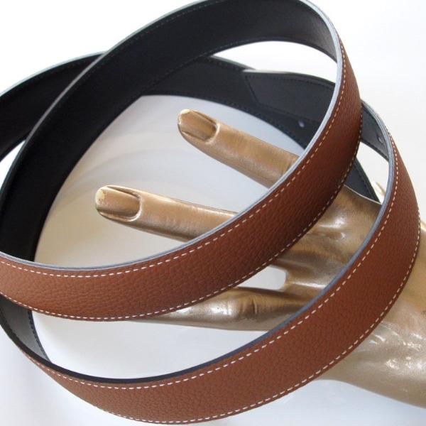 Hermes Reversible Black Box/Brown Togo Belt Strap 32mm Sz 105, New! - poupishop