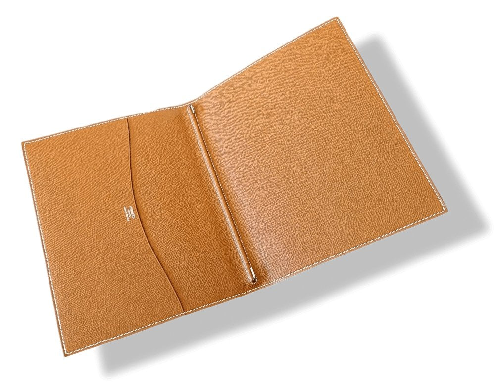 Hermes Rigid Gold Epsom Leather Desk AGENDA COVER M, BNEW! - poupishop