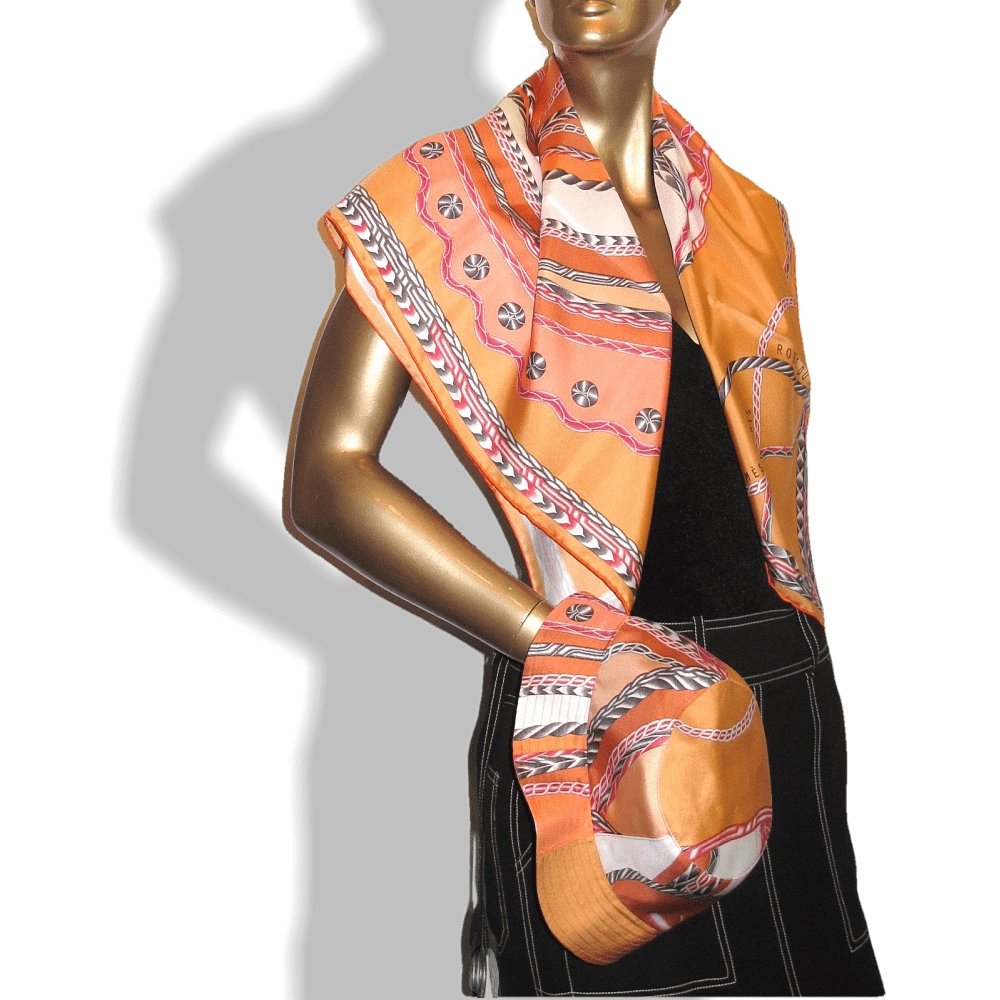 Hermes Robe du Soir & Mors et Gourmettes Vichy Printed Silk Reverso Bucket Hat, Sz57, NWT! - poupishop