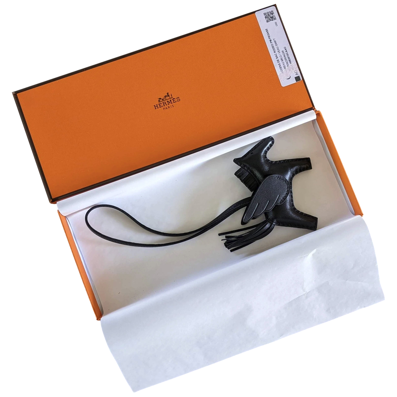 Hermes [145] Black/Black Milo Accessoire de Sac "Rodeo Pegase PM" Bag Charm