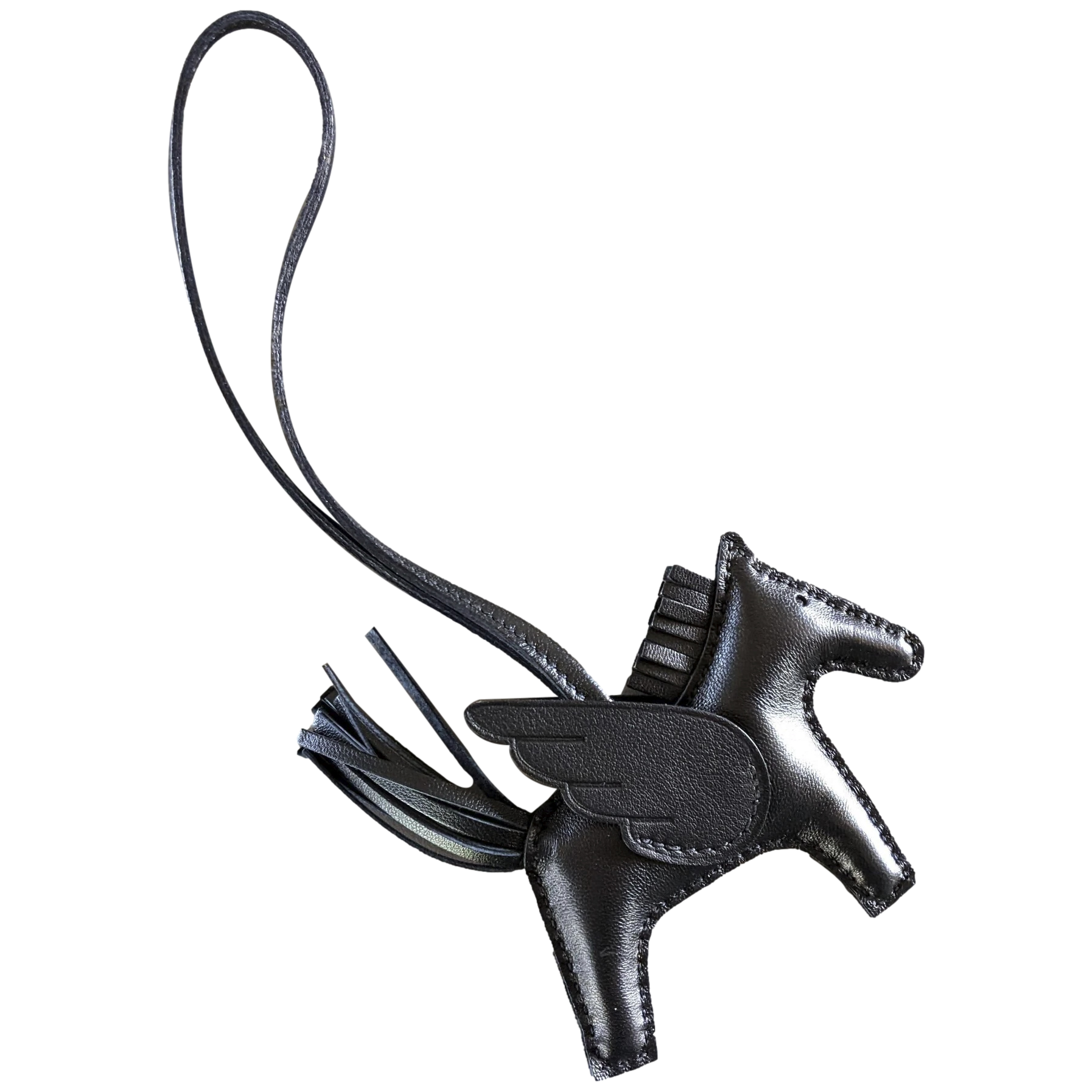 Hermes [145] Black/Black Milo Accessoire de Sac "Rodeo Pegase PM" Bag Charm