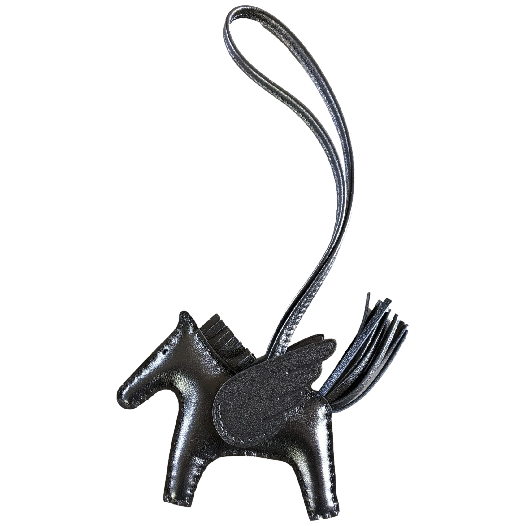 Hermes [145] Black/Black Milo Accessoire de Sac "Rodeo Pegase PM" Bag Charm