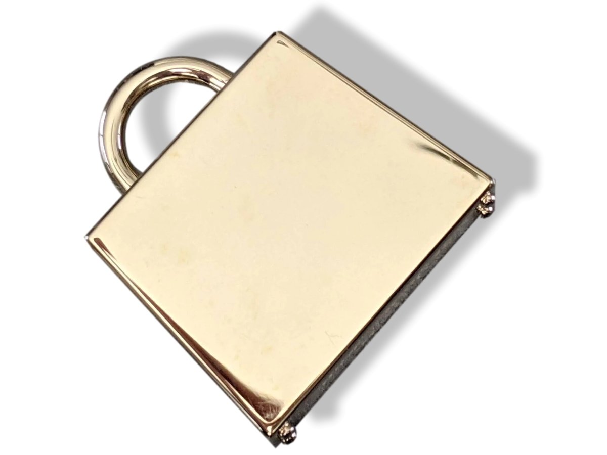 Hermes Rose Azalee Enamel/Permabrass "Curiosite Kelly Bag" Curiosity Lacquer Amulette Pendant Charm, New in Pochette! - poupishop