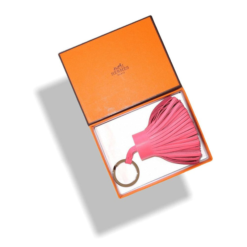 Hermes Rose Azalee Lambskin Carmen Key Ring Bag Charm, NIB! - poupishop