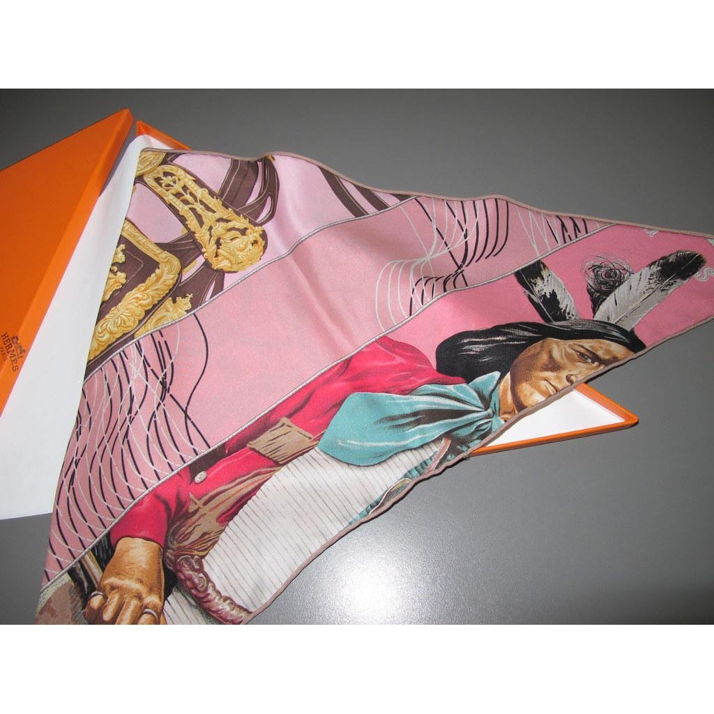 Hermes Rose Carre en Carres Vintage Silk Pointu, Box! - poupishop