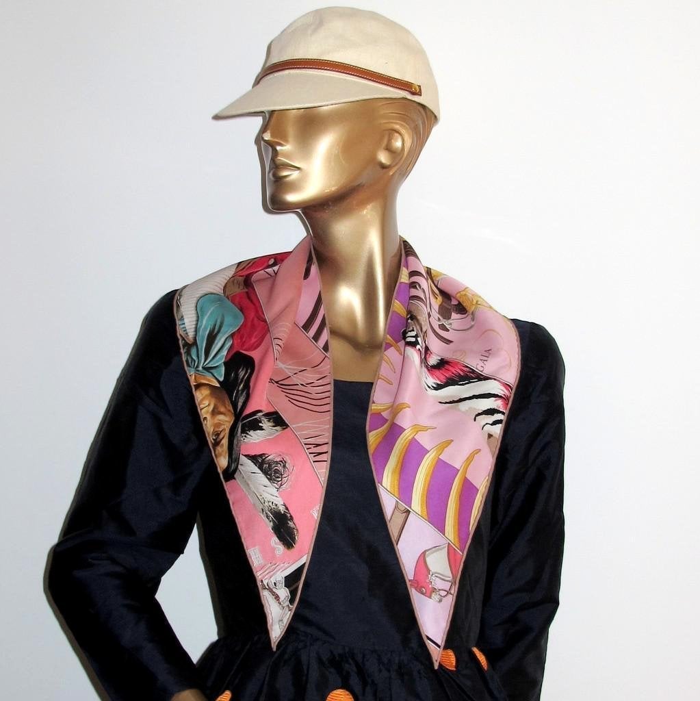 Hermes Rose Carre en Carres Vintage Silk Pointu, Box! - poupishop