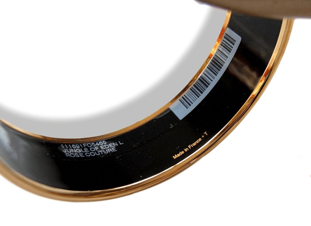 Hermes Rose Couture Enamel Gold Trim Jungle of Eden Wide Bangle Bracelet Sz S/M, New! - poupishop