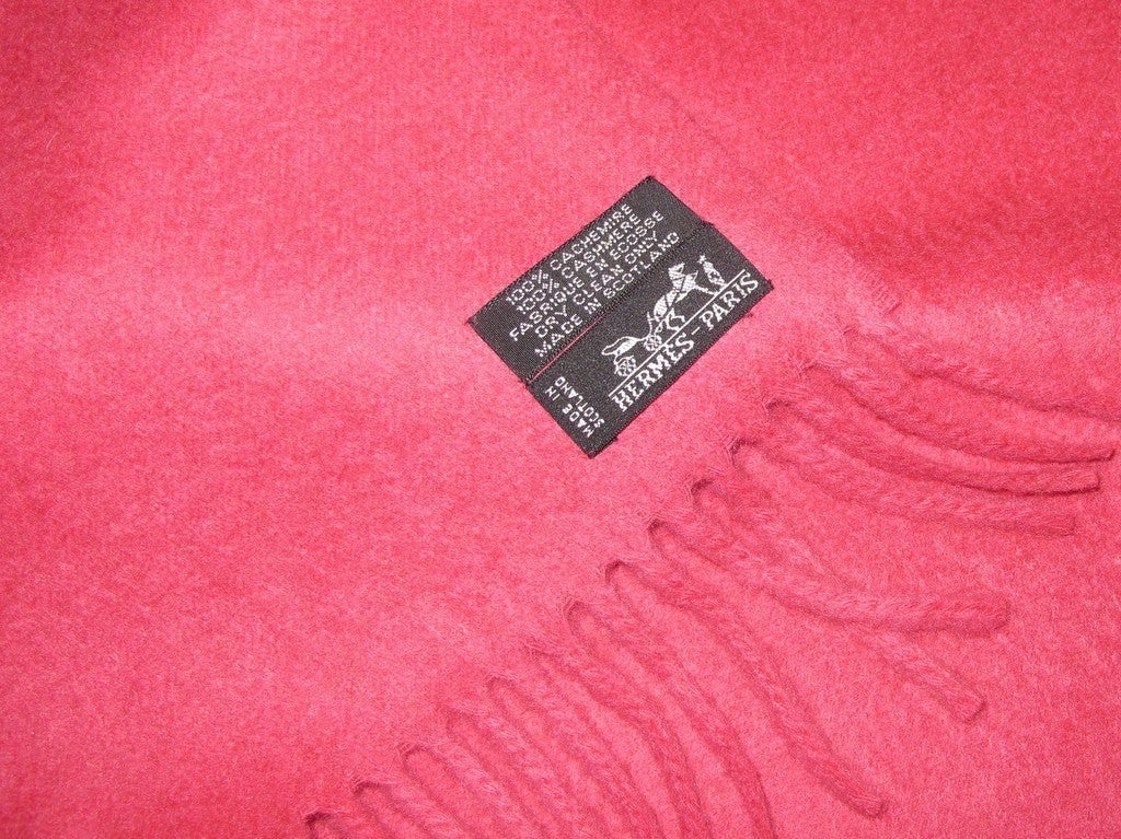 Hermes Rose Indien 100% Cashmere Fringed Stole GM, New! - poupishop