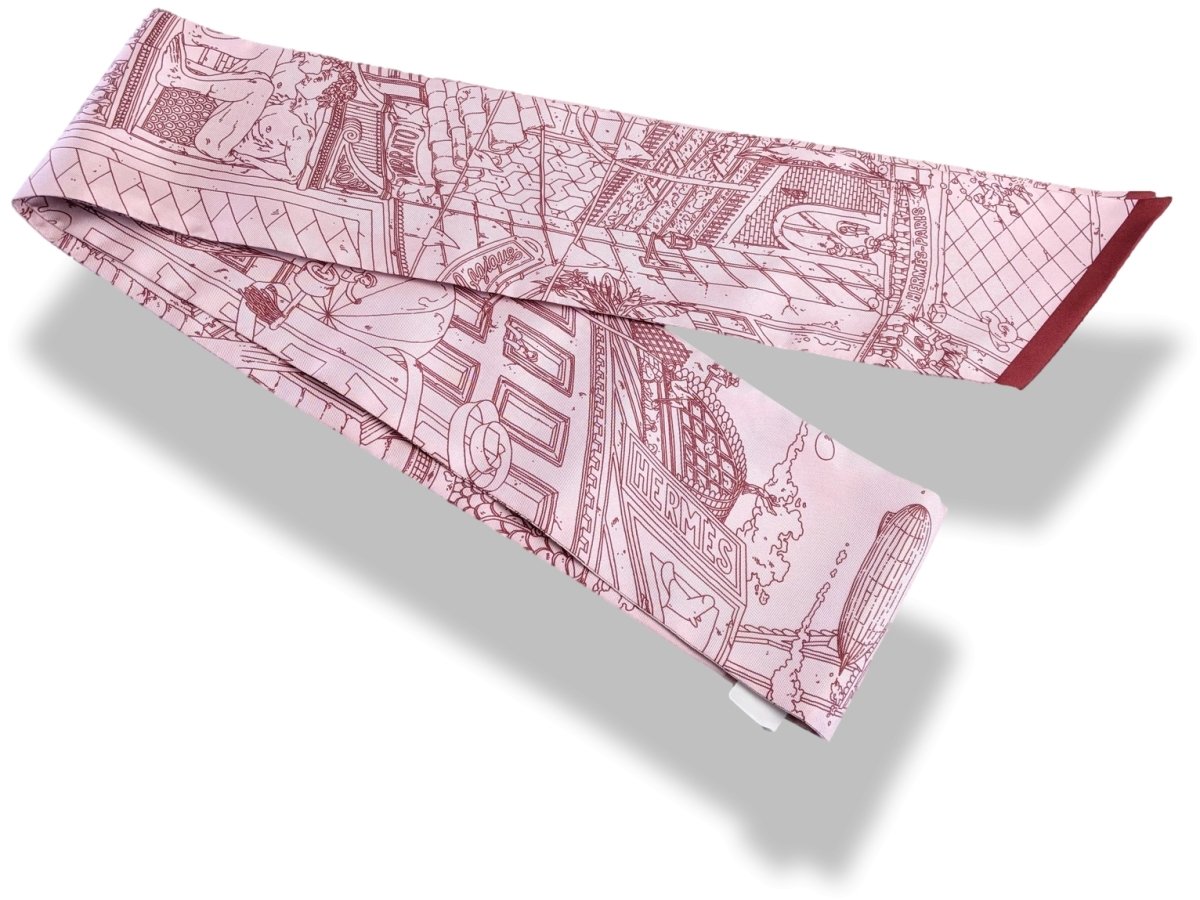 Hermes Rose Le Grand Prix du Faubourg by Ugo Gattoni Maxi Twilly Slim, BNWT! - poupishop