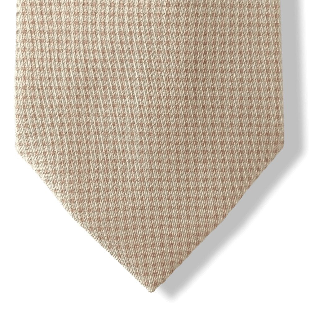 Hermes Rose pale Ecru PIED DE POULE 100% Twill Silk Tie 9CM, NWT in Pochette! - poupishop