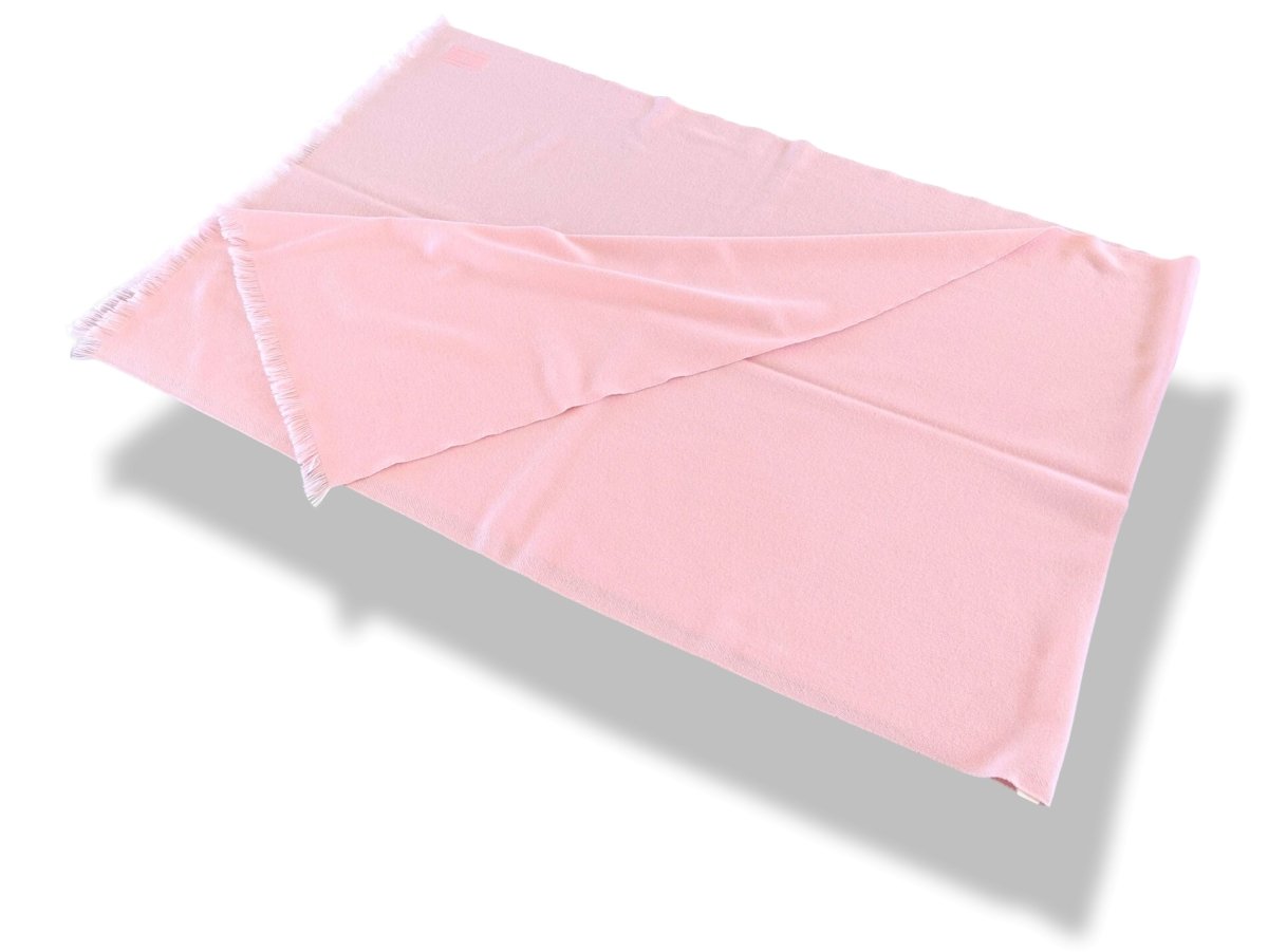 Hermes Rose Pale ETOLE CACHEMIRE SOFT Fringed Stole 100% Cashmere 72 x 220 cm, BNWT - poupishop