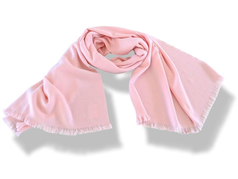 Hermes Rose Pale ETOLE CACHEMIRE SOFT Fringed Stole 100% Cashmere