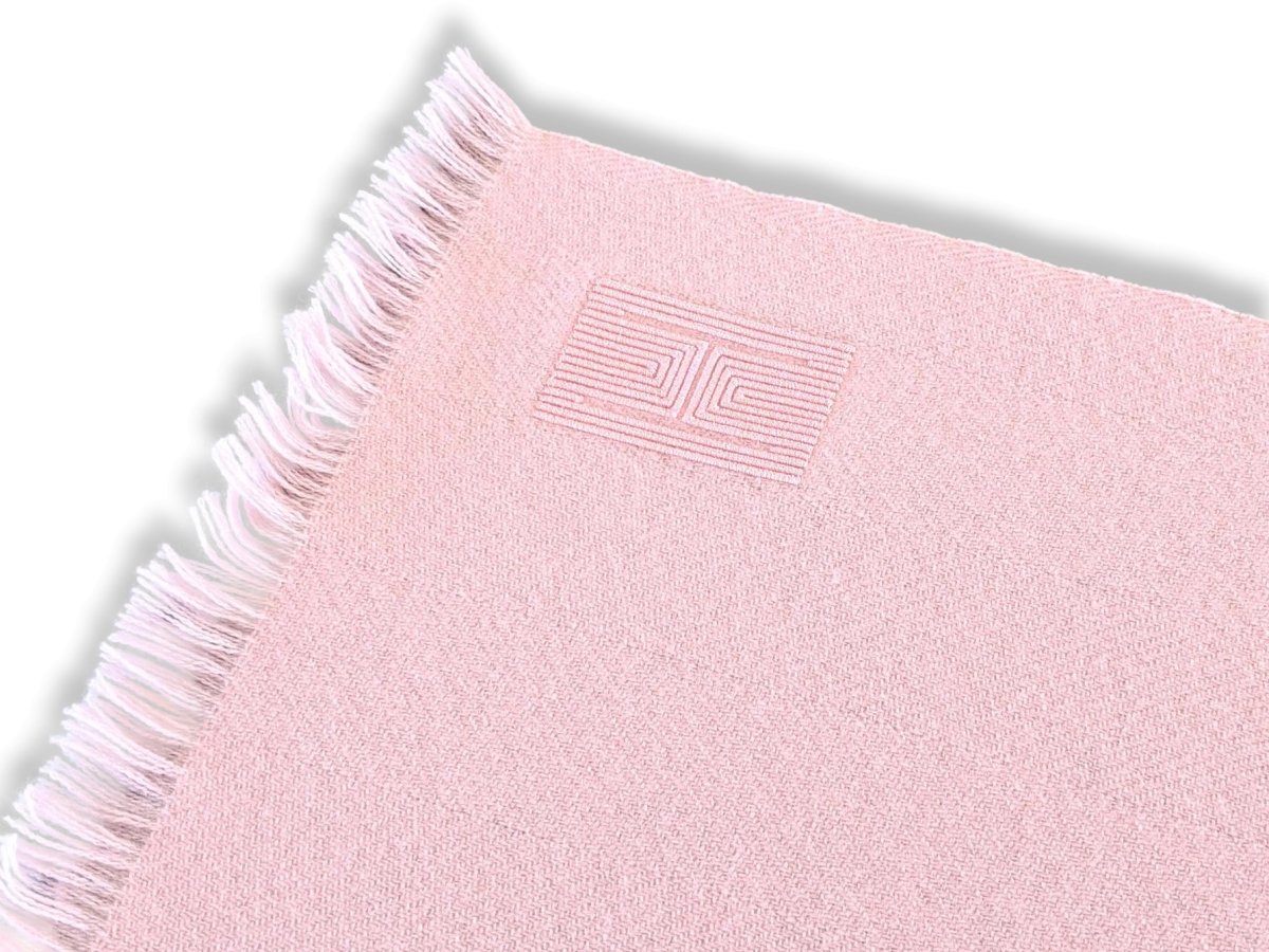 Hermes Rose Pale ETOLE CACHEMIRE SOFT Fringed Stole 100% Cashmere 72 x 220 cm, BNWT - poupishop