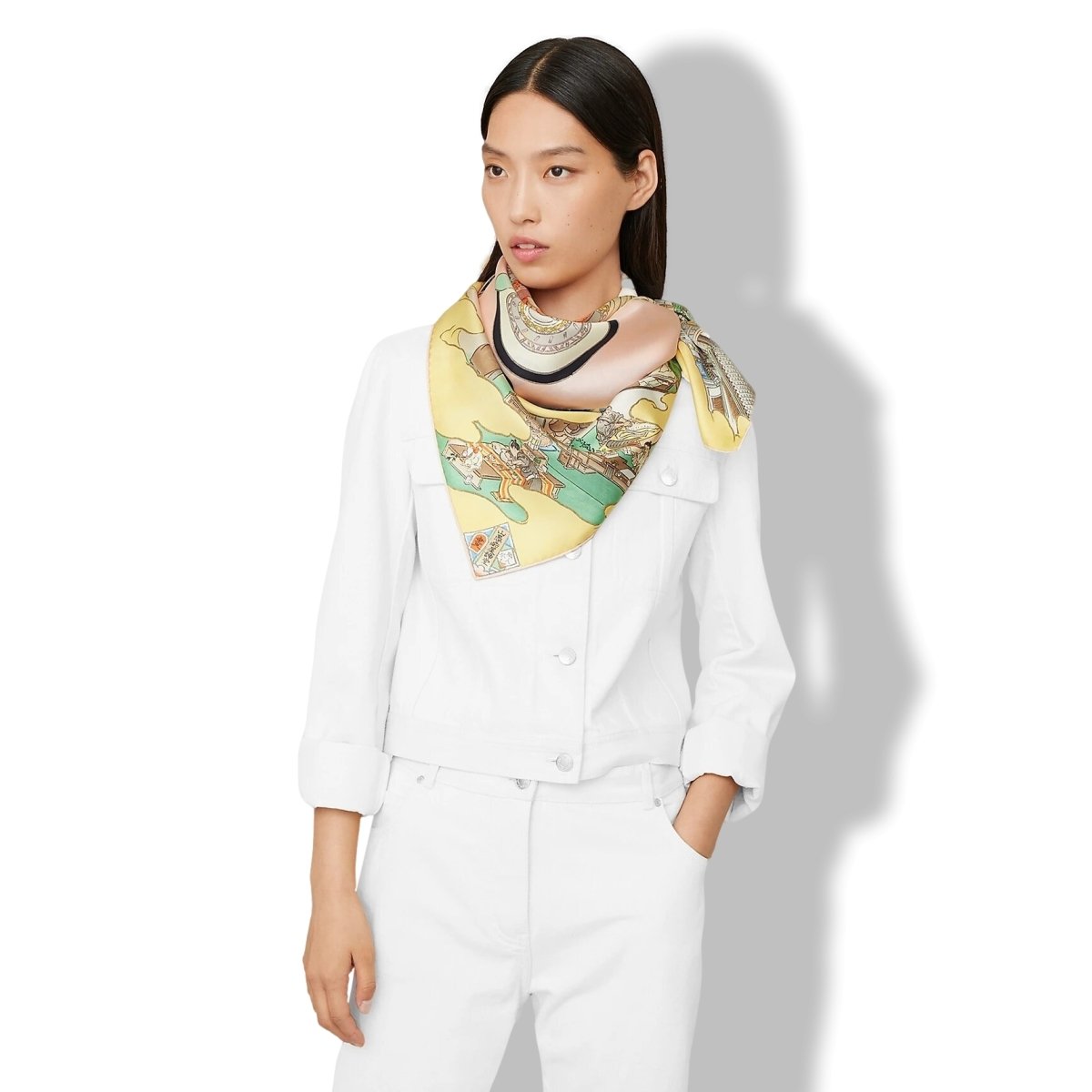 Hermes Rose Pale/Jaune/Vert LES ARTISANS D'HERMES by Akira Yamaguchi Twill 90cm, BNIB! - poupishop