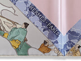 Hermes Rose Pale/Vert Amande LES ARTISANS D'HERMES by Akira Yamaguchi Twill 90cm, NWT! - poupishop