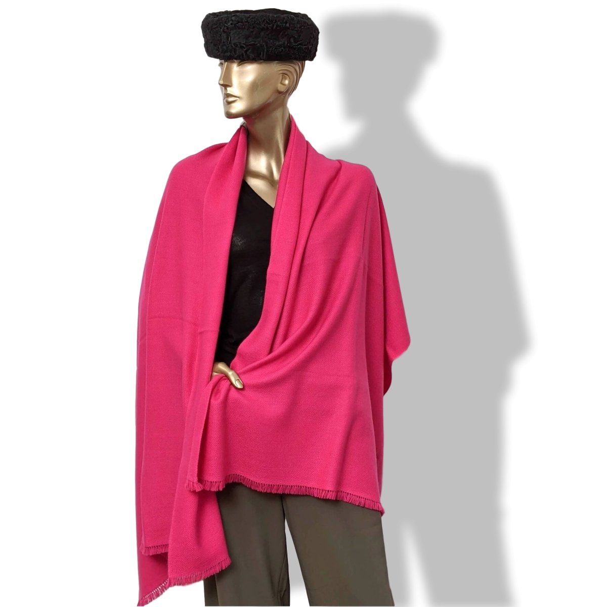 Hermes Rose Vif Fringed 100% Cashmere ETOLE CRAFT Muffler Hand Woven in Nepal 75 x 200 cm, BNWT! - poupishop
