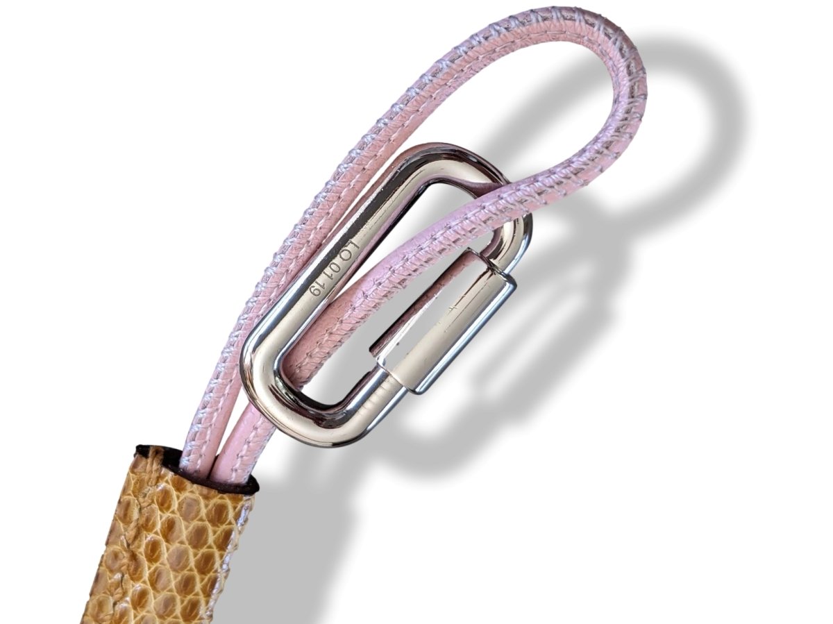 Hermes Rose/Mais Lizard/Palladium PENDANT CURIOSITE NECKLACE, Rare, BNIB! - poupishop