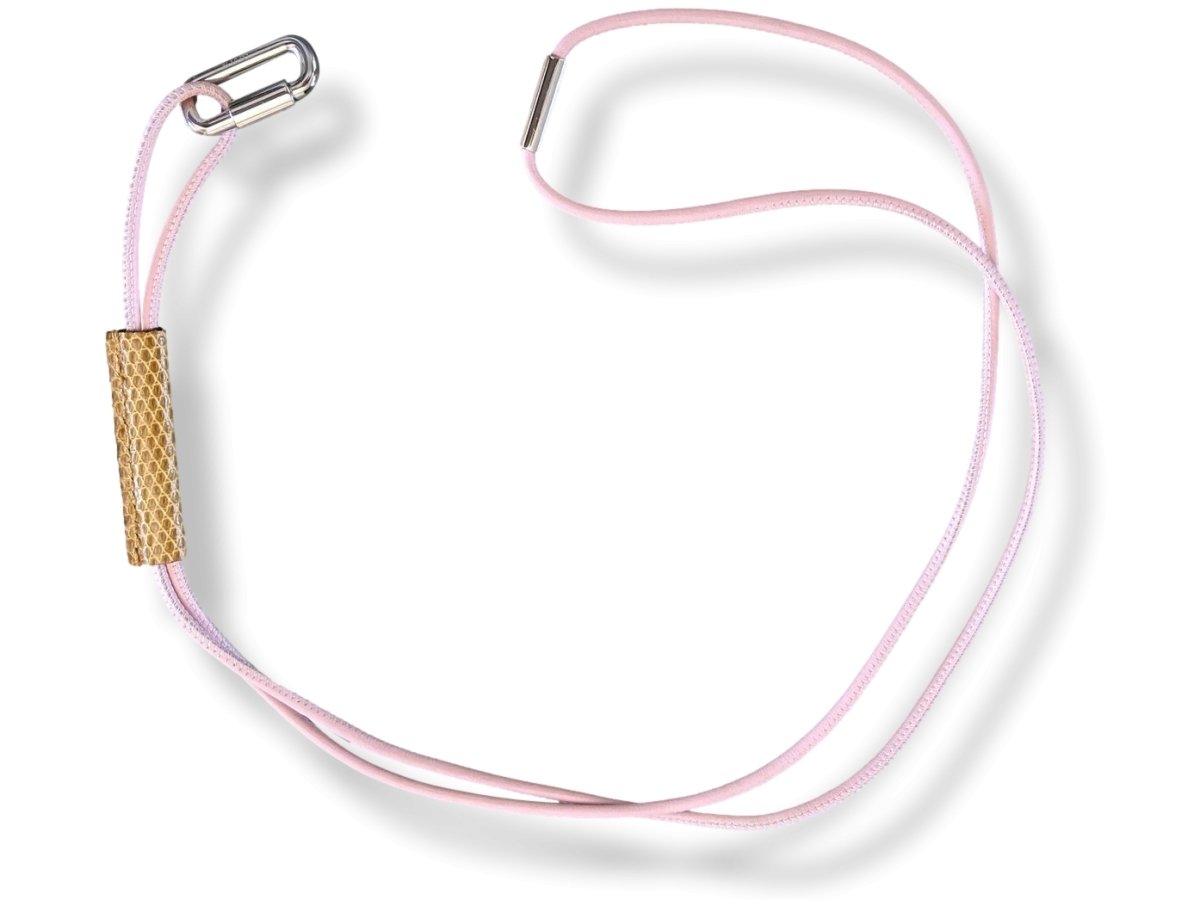 Hermes Rose/Mais Lizard/Palladium PENDANT CURIOSITE NECKLACE, Rare, BNIB! - poupishop