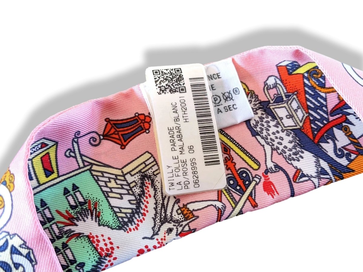 Hermes Rose/Malabar/Blanc LA FOLLE PARADE Twilly, BNWTIB! - poupishop