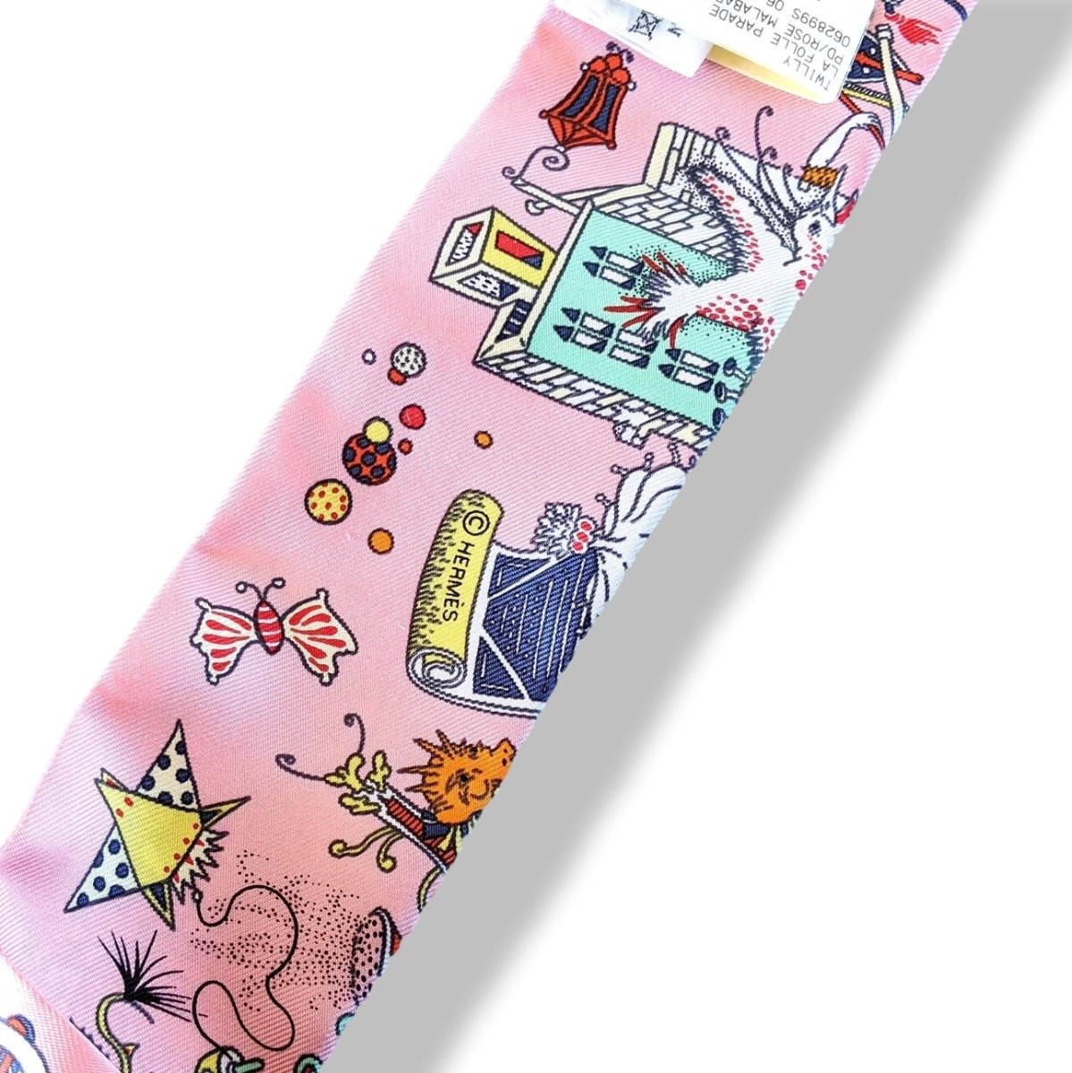 Hermes Rose/Malabar/Blanc LA FOLLE PARADE Twilly, BNWTIB! - poupishop