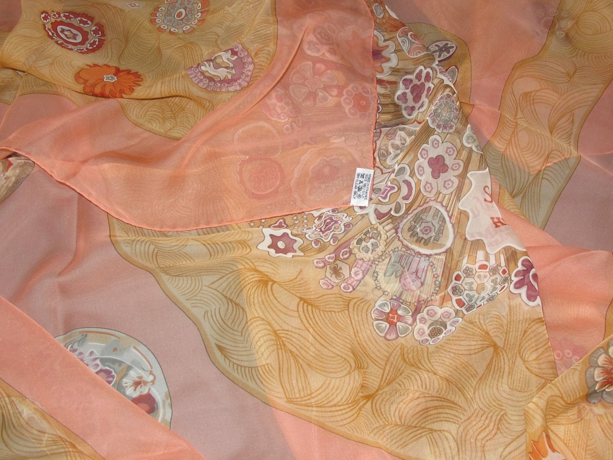 Hermes Rose/Sable/Roue SULFURES Saint Louis Mousseline 140, New! - poupishop