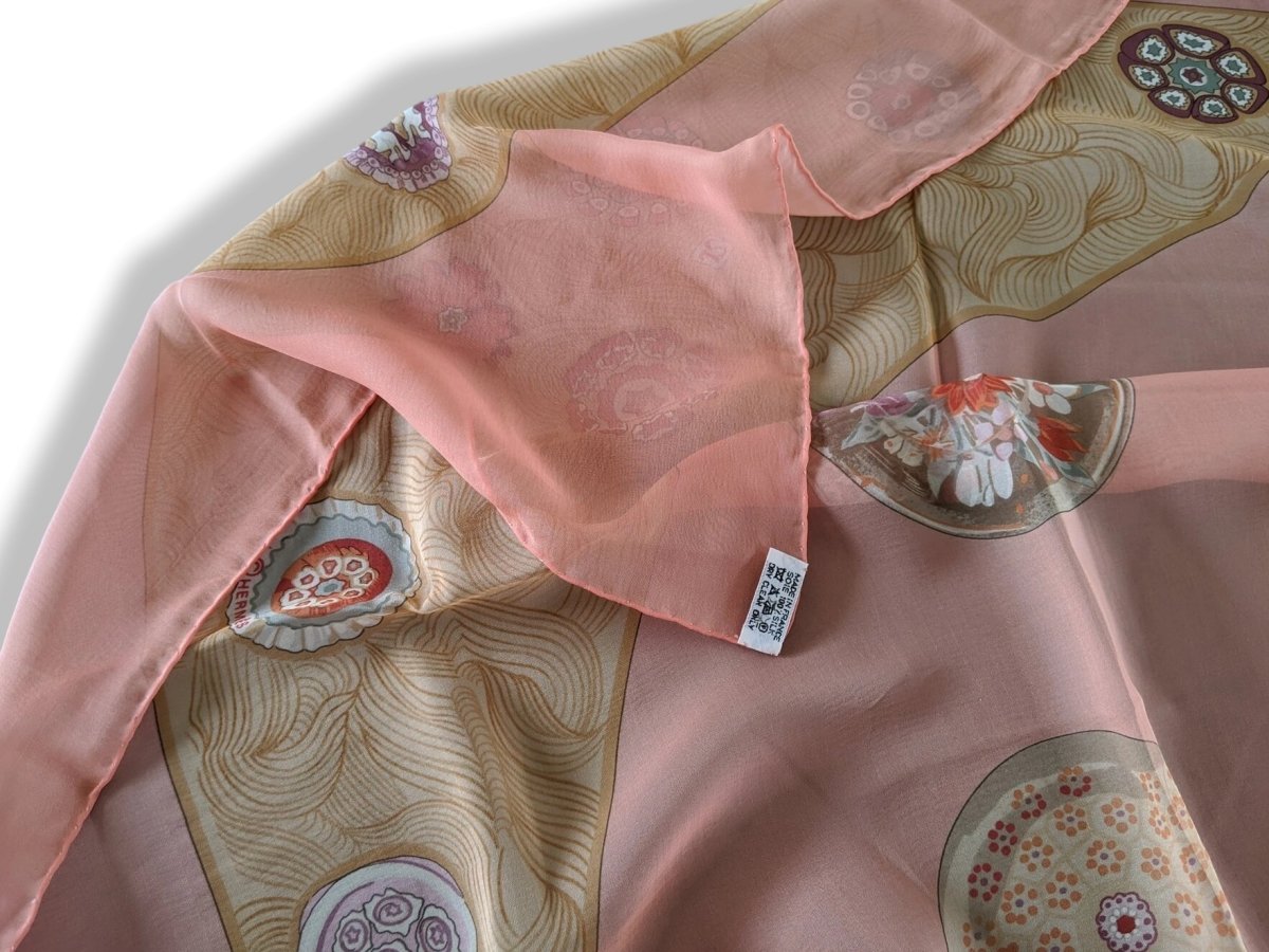 Hermes Rose/Sable/Roue SULFURES Saint Louis Mousseline 140, New! - poupishop