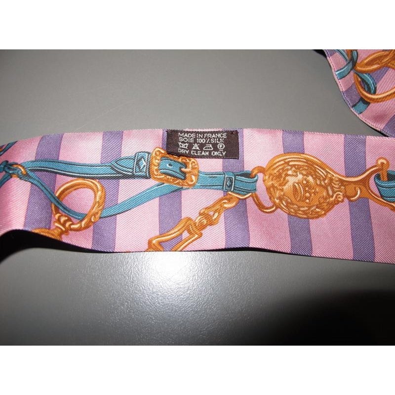 Hermes Rose/Turquoise Brides de Gala Bayadere Twilly, Box! - poupishop