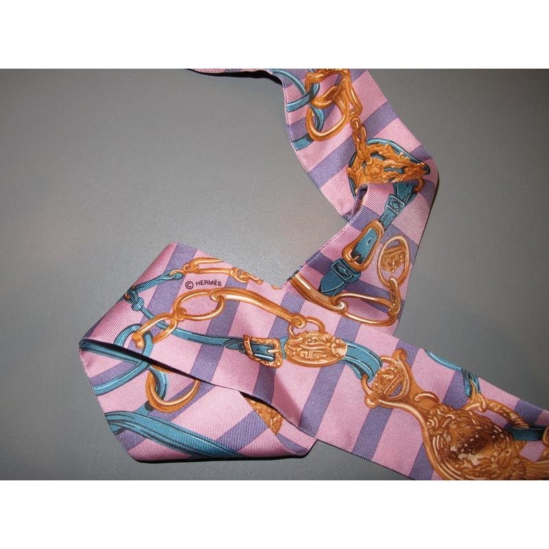 Hermes Rose/Turquoise Brides de Gala Bayadere Twilly, Box! - poupishop