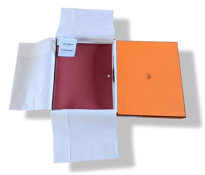 Hermes Rouge Grenat Togo Calfskin ULYSSE MM NoteBook Cover, BNWTIB! - poupishop