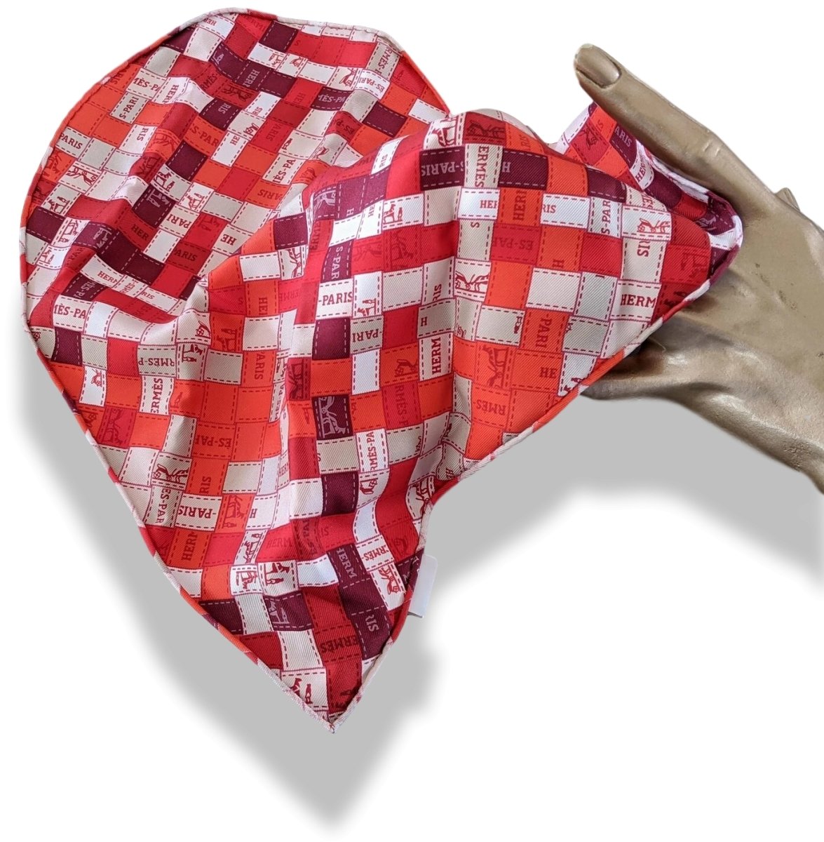 Hermes Rouge/Bordeaux/Gris Coeur BOLDUC AU CARRE POCKET SQUARE, BNWTIB! - poupishop
