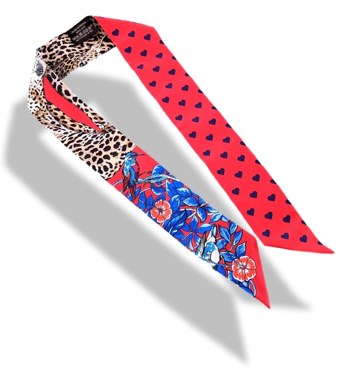 Hermes Rouge/Marine/Fauve Coeur JUNGLE LOVE LOVE by Robert Dallet Twilly Silk, BNIB! - poupishop