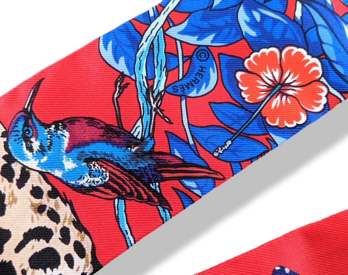Hermes Rouge/Marine/Fauve Coeur JUNGLE LOVE LOVE by Robert Dallet Twilly Silk, BNIB! - poupishop
