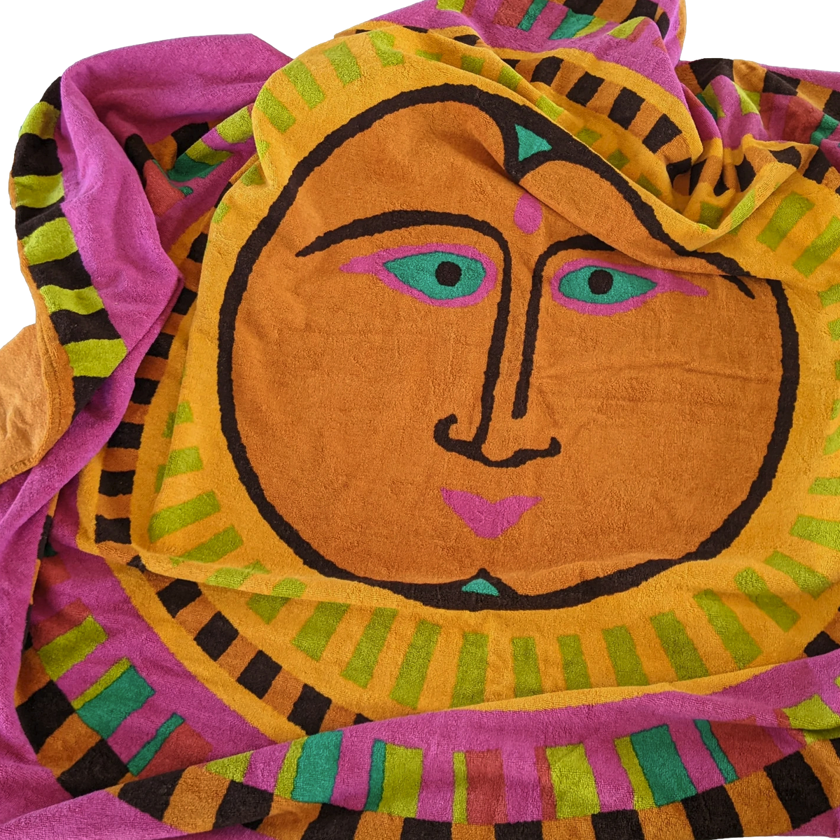 Hermes Orange/Rose "Roy Soleil" Sun Tapis de Plage Terry Beach Towel XXL 145 x 190cm