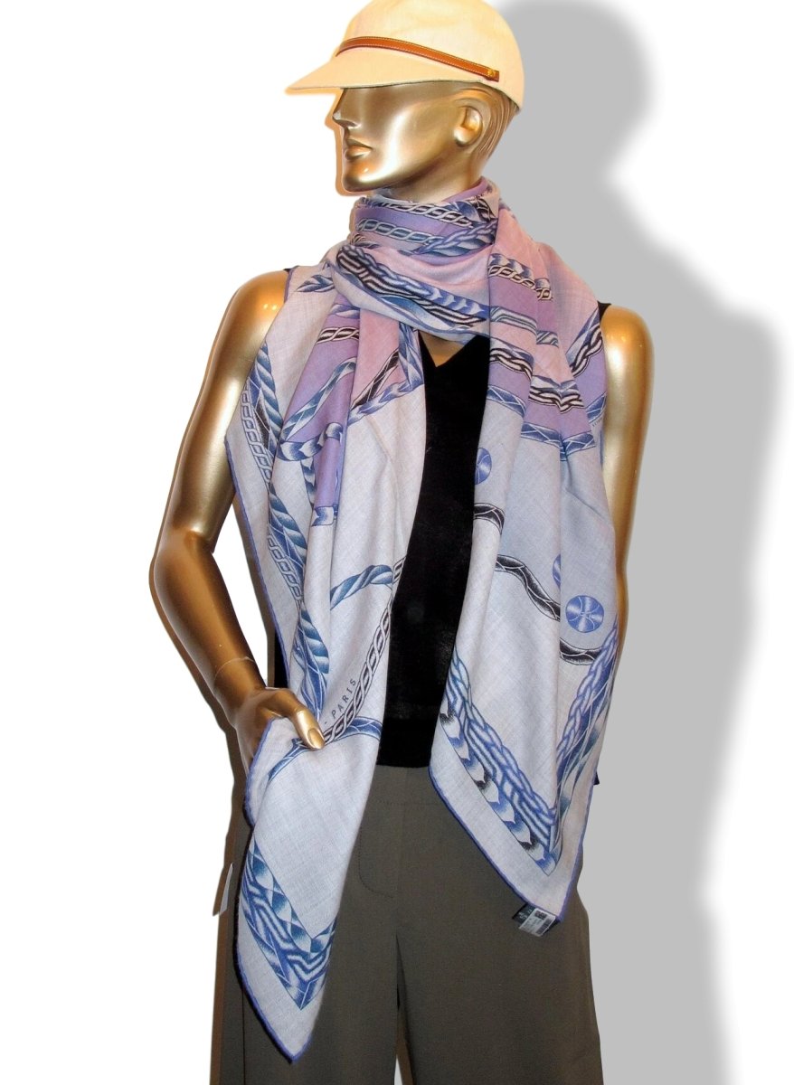 Hermes [S01] 2018 Gris Chiné/Mauve ROBE DU SOIR by Florence Manlik Cashmere Shawl 140, NWTIB! - poupishop