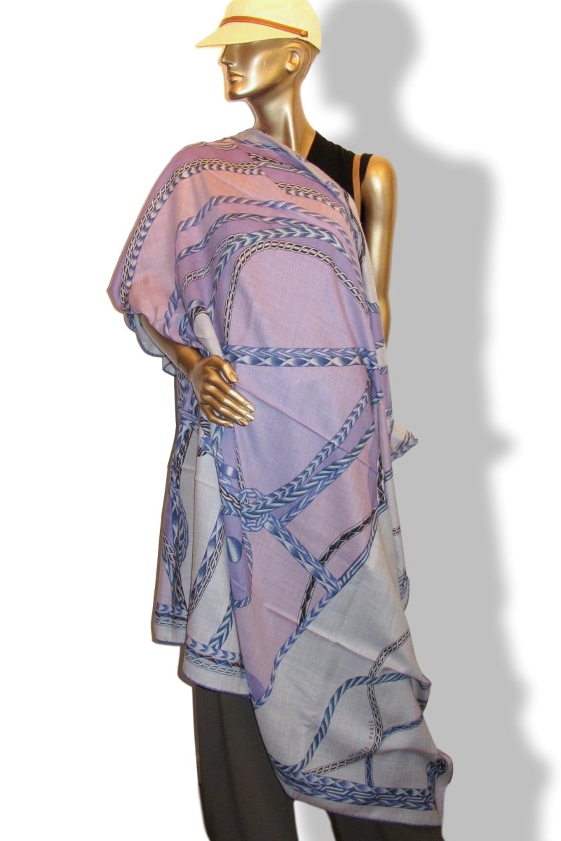 Hermes [S01] 2018 Gris Chiné/Mauve ROBE DU SOIR by Florence Manlik Cashmere Shawl 140, NWTIB! - poupishop
